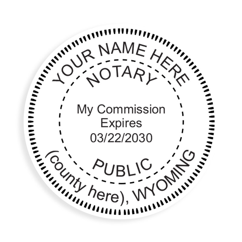 This notary public stamp for the state of Wyoming adheres to state regulations and provides top quality impressions. Orders over $100 ship free!