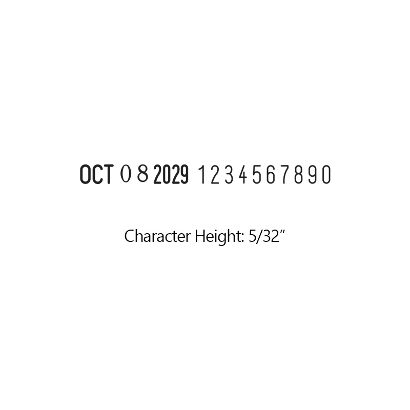 Stock 5/32" character height date stamp with 10 manual number bands available in 11 ink colors! Great for high volume stamping. Ships in 7-10 business days!