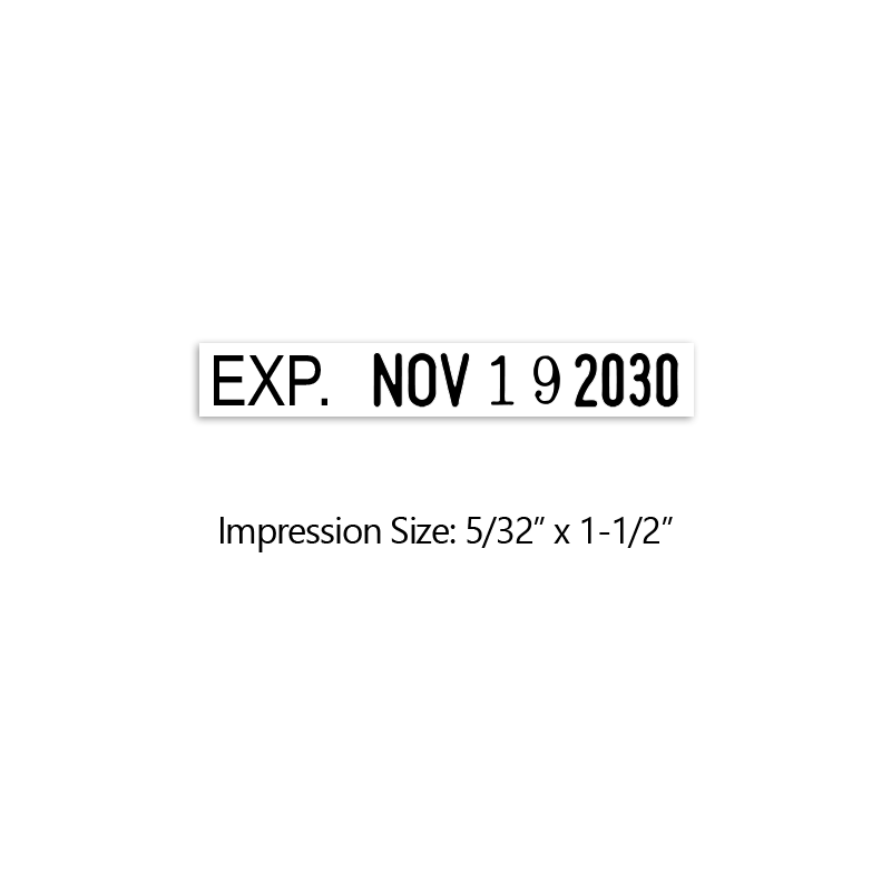 This Exp dater is perfect for your industry needs. The max width is 1-1/2", w/ a character height of 5/32" and 6 year bands. Orders over $100 ship free!