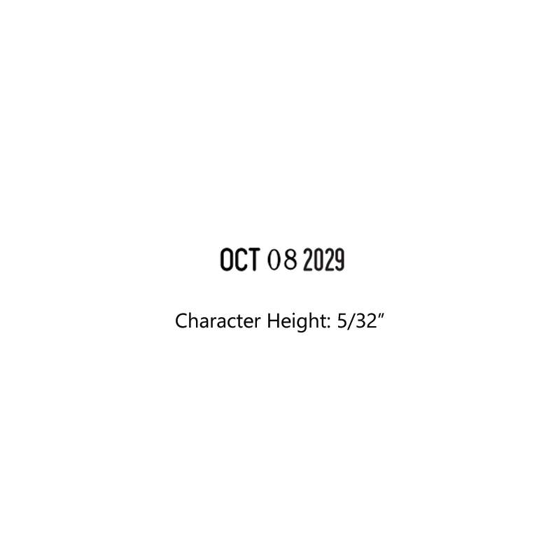 Stock date only 5/32" character height stamp with 12 years included available in 11 ink colors! Great for high volume stamping. Ships in 1-2 business days!