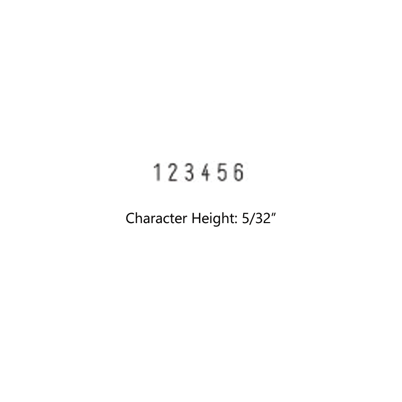 Stock heavy duty 5/32" height numbering stamp with 6 manual bands available in 11 ink colors! Great for high volume stamping. Ships in 7-10 business days!