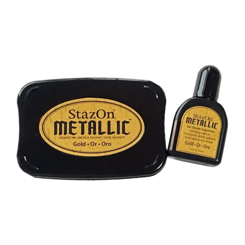 These metallic ink kits contain one dry ink pad & one bottle of ink in 3 color options. Use on plastic, metal, glass & more! Ships in 1-2 business days!