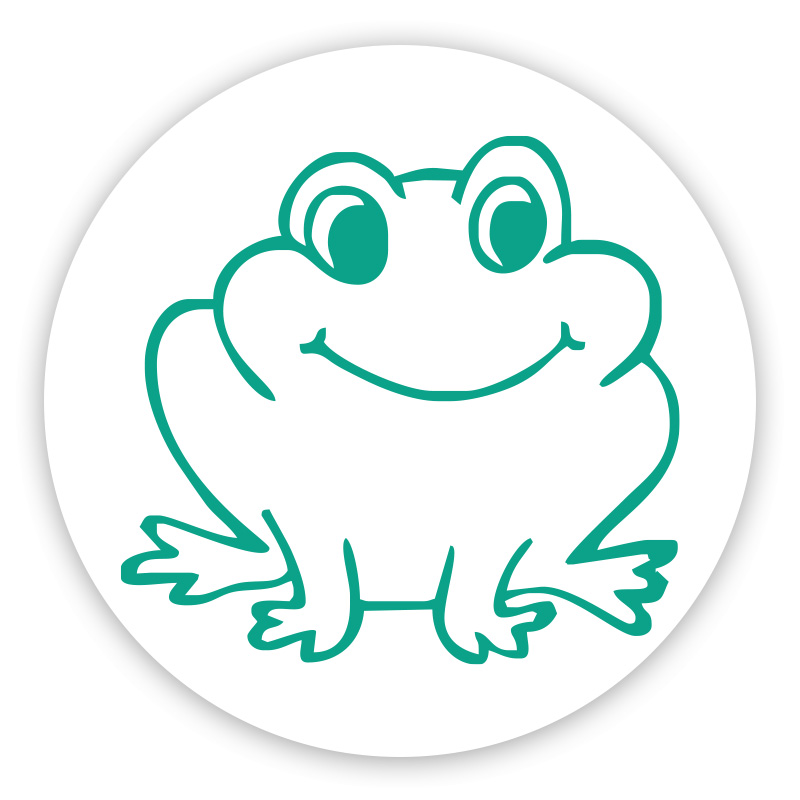 Frog self-inking rubber stamp available in your choice of 4 different sizes and 11 ink colors. Refillable with Ideal ink. Online orders over $100 ship free.