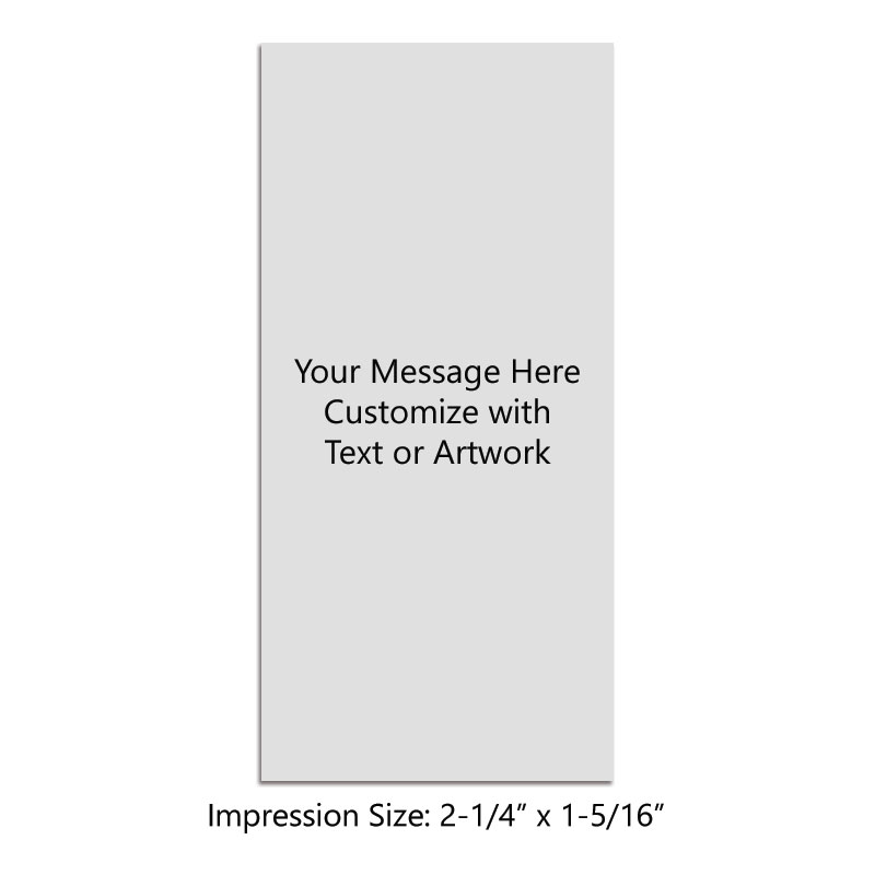 Customize this 2-1/4" x 1-5/16" heavy duty vertical self-inking stamp w/ up to 14 lines of text and/or B&W logo. Comes in 11 ink colors. Orders over quickly!