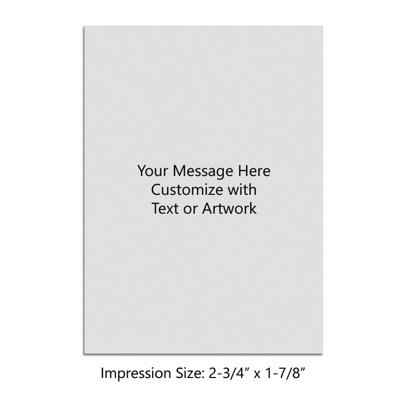 Customize this 2-3/4" x 1-7/8" heavy duty stamp w/ up to 17 lines of text and/or add a logo/artwork free. Available in 11 ink colors. Orders over $75 ship free!