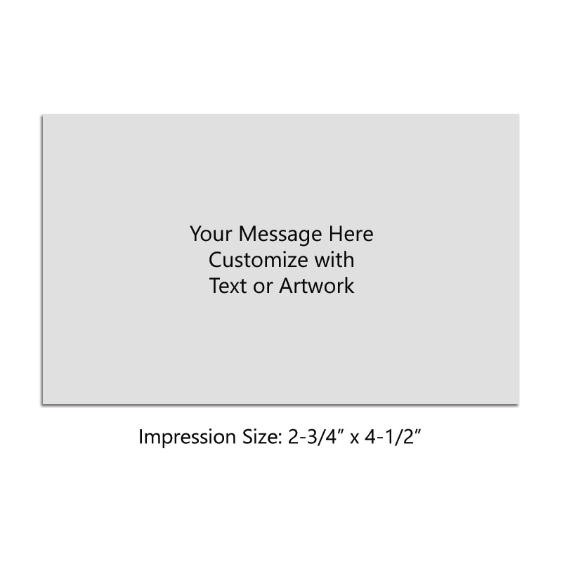 Customize this 2-3/4" x 4-1/2" heavy duty self-inker stamp with up to 18 lines of text and/or logo. Available in 11 ink colors. Orders over $75 ship free!