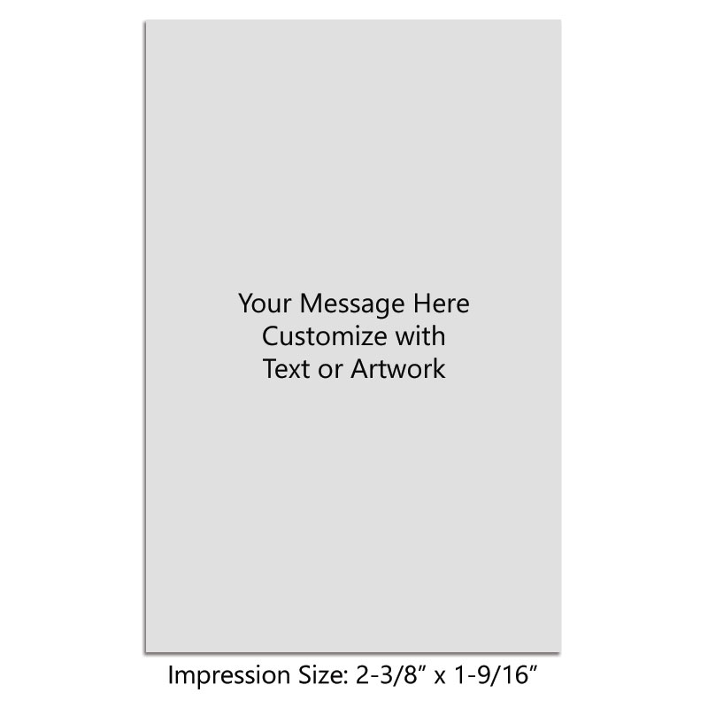 Customize this 2-3/8" x 1-9/16" heavy duty self-inking stamp w/ up to 14 lines of text, logo or artwork in 11 vibrant ink colors. Orders over $100 ship free!