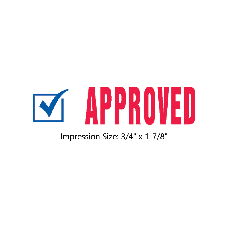 This Trodat 4912 self-inking APPROVED message stamp comes in a two-color, red/blue, option and delivers a crisp impression each time. Perfect for office use!