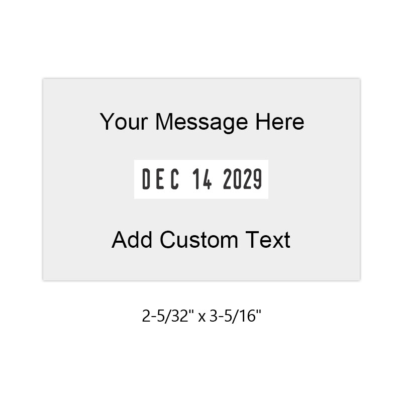 Create a custom 2-5/32" x 3-5/16" self-inking date stamp w/ 8 lines of text. Choose from of 11 ink colors or a 2-color pad option. Orders over $100 ship free.