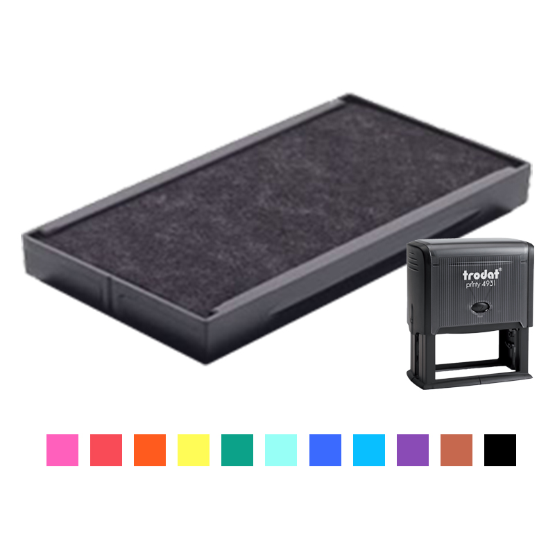 This Trodat 6/4931 replacement pad comes in your choice of 11 ink colors! Fits Trodat models 4931 and 4731 self-inking stamps. Orders over $100 ship free!