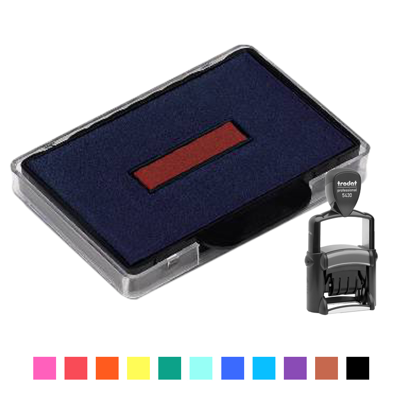 This Trodat 6/50 2 color replacement pad comes in your choice of 11 ink colors! Fits Trodat models 5430 & 5546/PL self-inking stamps. Orders over $75 ship free!