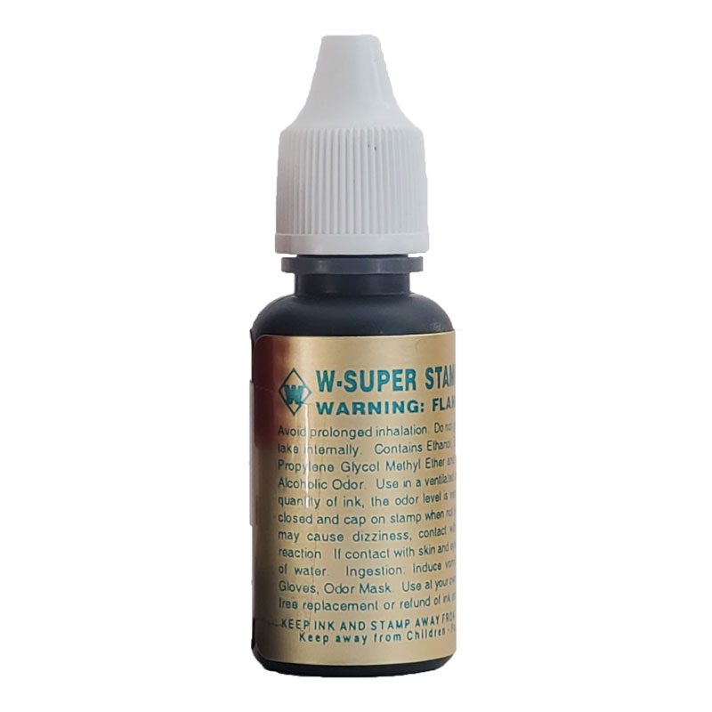 W-Super permanent ink refills are great for stamping most non-porous surfaces! Available in 3 bottle sizes & 5 ink colors. Orders over $75 ship free!