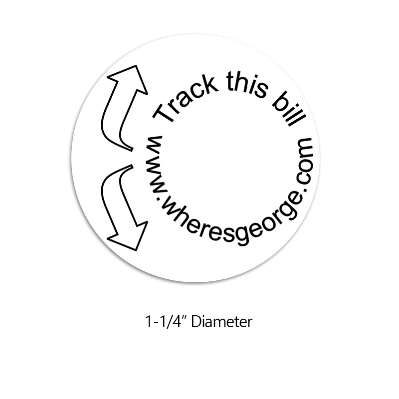 This stock Where's George Round Track This Bill with arrows stamp comes on 4 mount options. Great for stamping/tracking bills. Free shipping over $100!