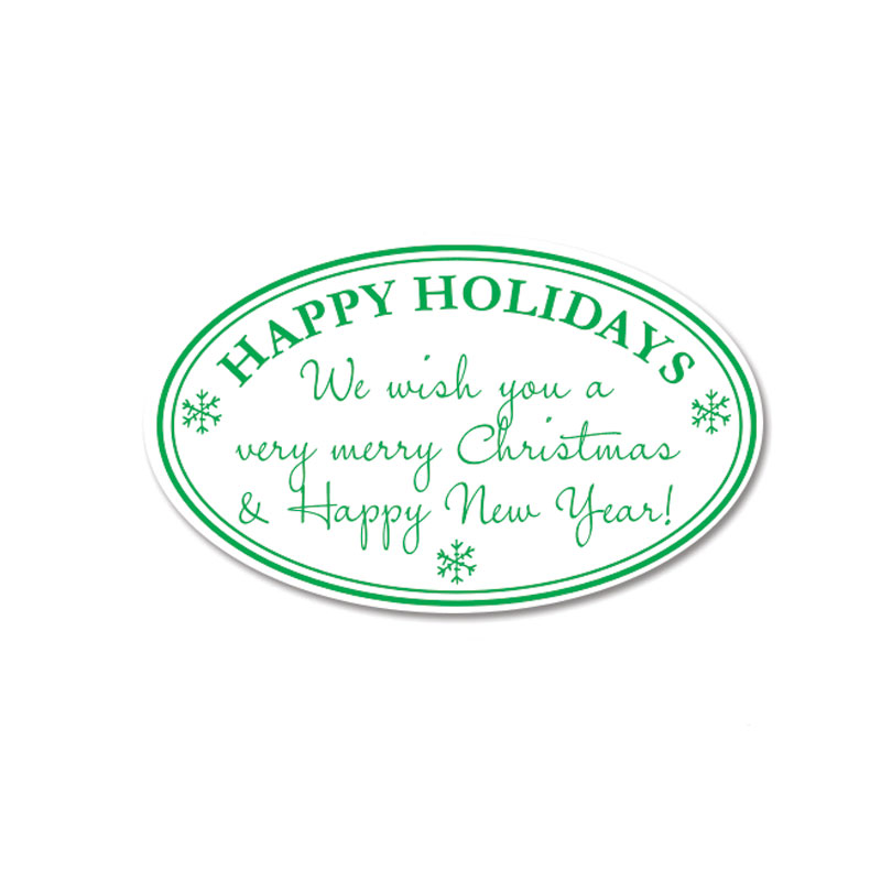 Create holiday greeting cards with this lovely oval holiday stamp which features a sentimental message and snowflakes. Orders over $100 ship free!