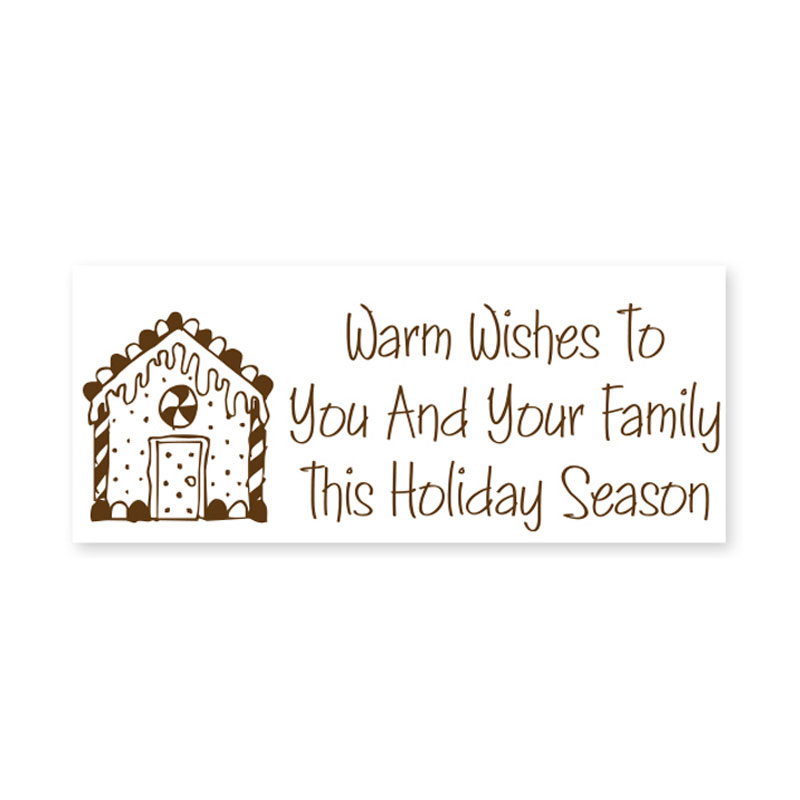 Get your self-inking holiday stamp that features Warm Wishes w/ a gingerbread house design. Your choice of 11 ink colors. Orders over $75 ship free.