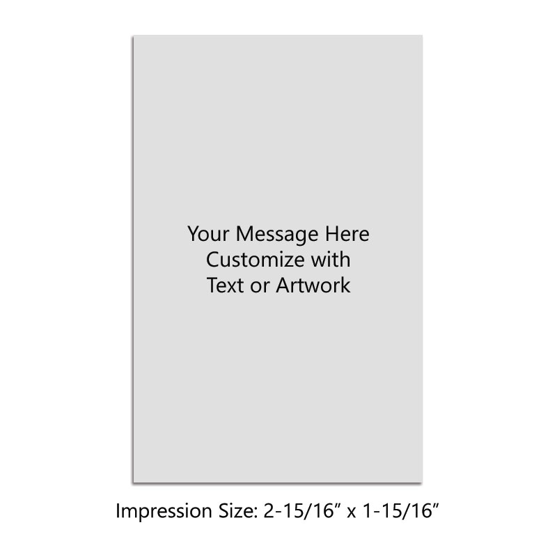 Customize this large high quality 2-15/16" x 1-15/16" stamp with up to 18 lines of text or artwork in a choice of 11 ink colors. Ships in 4-5 business days.