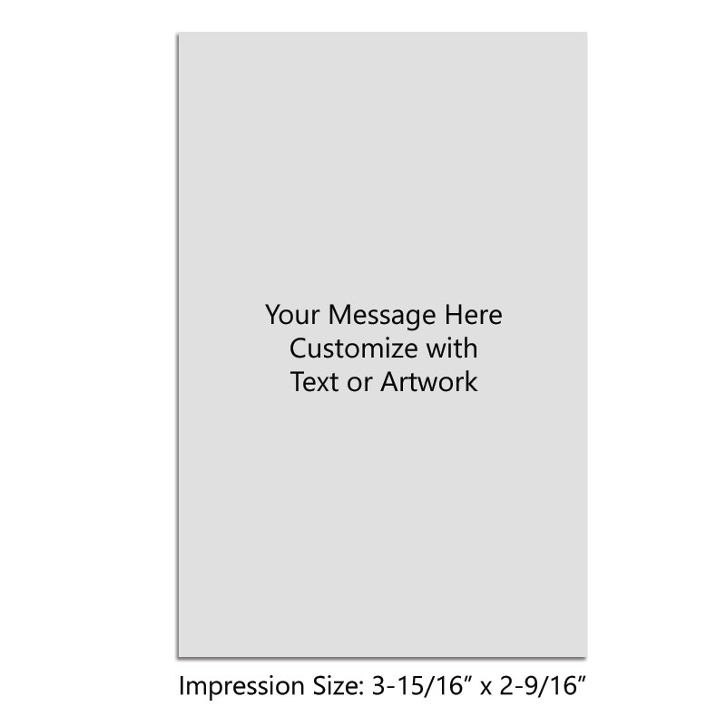 Customize this premium 3-15/16" x 2-9/16" stamp with up to 21 lines of text or artwork in your choice of 11 vibrant ink colors. Ships in 4-5 business days.