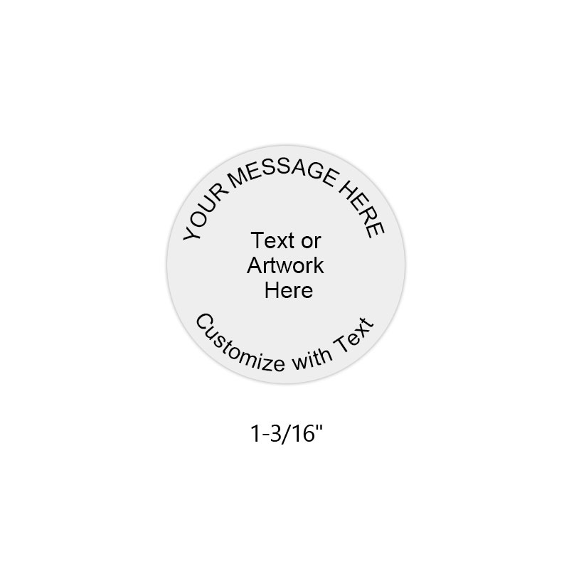 Customize this 1-3/16" round stamp with 5 lines of text or artwork in your choice of 11 ink colors. Great for inspection stamps. Ships in 1-2 business days.