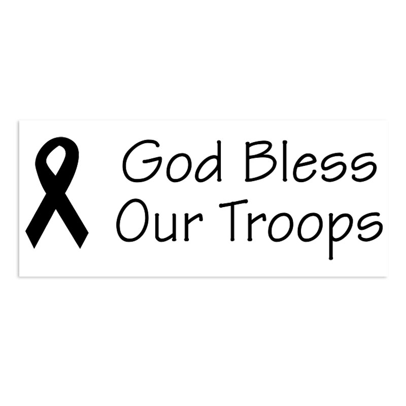 Show patriotism w/ this God Bless Our Troops with ribbon self-inking stamp. Impression is 7/8" x 2-3/8" and comes in 11 ink colors. Orders over $75 ship free!