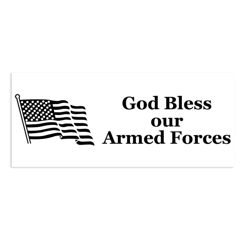 This self-inking stamp says God Bless Our Armed Forces w/ an impression size of 7/8" x 2-3/8". Available in 11 stunning ink colors. Orders over $75 ship free!