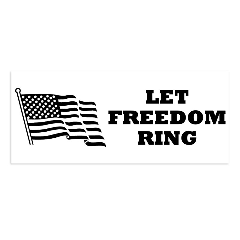 This patriotic stamp reads LET FREEDOM RING and has an impression size of 7/8" x 2-3/8" and is available in 11 ink colors. Orders over $75 ship free!