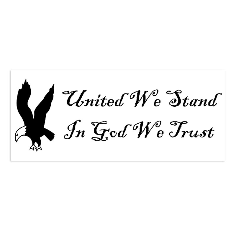 This self-inking patriotic stamp reads UNITED WE STAND IN GOD WE TRUST. Available at a size of 7/8" x 2-3/8" and in 11 ink colors. Orders over $75 ship free!