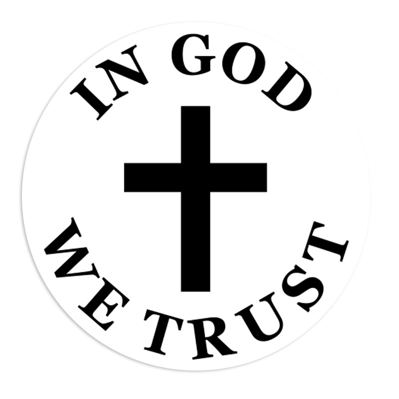 Choose one of 11 ink colors for this IN GOD WE TRUST with Cross round self-inking stamp. Impression is 1-5/8" in diameter. Orders over $75 ship free!