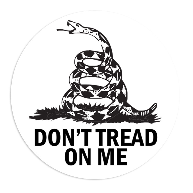 This DON'T TREAD ON ME self-inking round stamp w/ rattlesnake design is 1-5/8" diameter and features 11 vibrant ink color choices. Orders over $75 ship free!