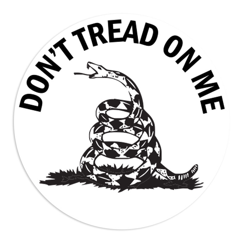 This self-inking round stamp reads DON'T TREAD ON ME in a half-circle w/ a size of 1-5/8" diameter & 11 vibrant ink color choices. Orders over $75 ship free!