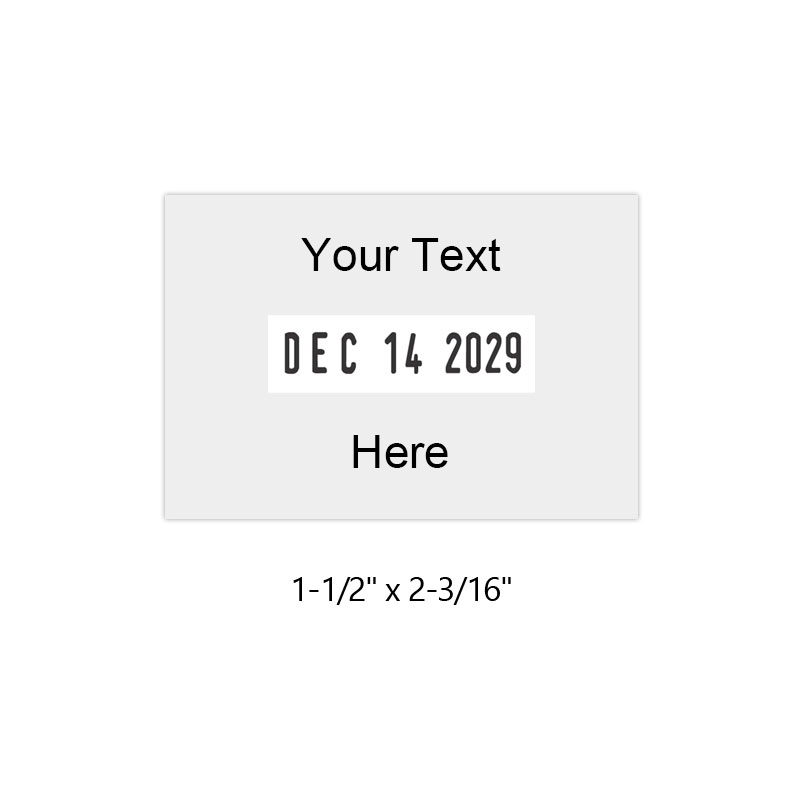 Customize this 1-1/2" x 2-3/16" non-self-inking dater with up to two lines of text or logo above and below the date. Use with ink pad sold separately.