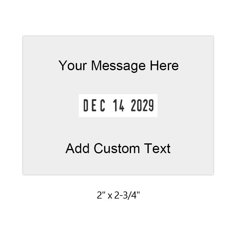 Personalize this 2" x 2-3/4" dater with up to four lines of text above and below the date. Use with ink pad sold separately. Orders over $75 ship free!