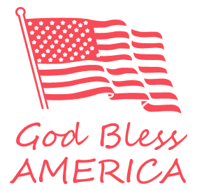 God Bless America with Flag Patriotic Round Stamp | Rubber Stamp Champ