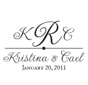 Script Monogram Wedding Name Stamp with Line | Rubber Stamp Champ