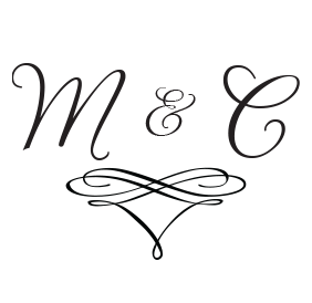 Script Wedding Monogram Stamp with Elegant Scroll | Rubber Stamp Champ