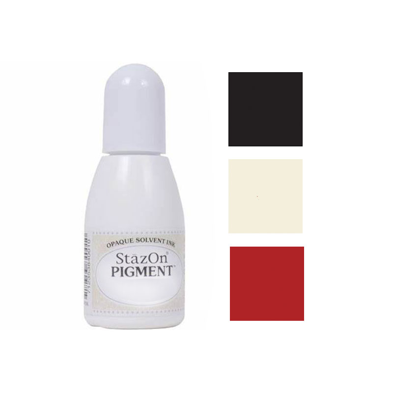 This StazOn Pigment refill ink comes in a choice of 3 ink colors. It dries in seconds & great for porous & non-porous surfaces. 1 bottle will refill 3-4 pads.