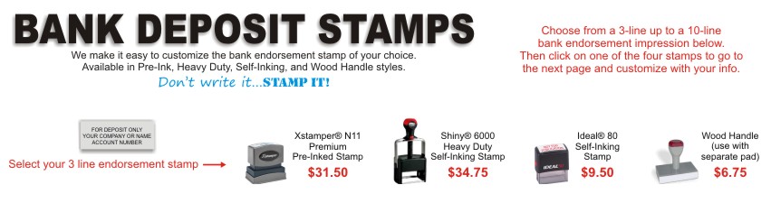 Bank Deposit Rubber stamps Ship Free At RubberStampChamp.com